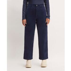 Everlane Corduroy Wide-Leg Pant Navy High-Rise 70s Style Full Length (6) NWT
